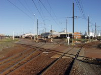 Loco shed to the left, shops to the right.