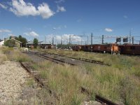 Stub end sidings near water tower.