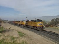 UPRR merchandise train passing through Bealville, CA.